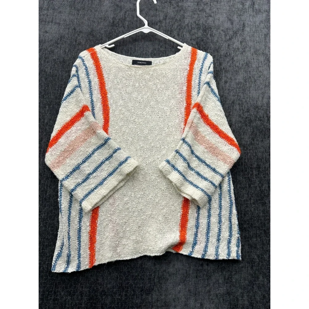 Dokotoo Sweater Womens‎ Medium White Colorblock Striped Comfy Cable Knit Winter